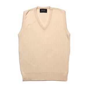 Jantzen Vintage Knit Sweater Vest Cream Sleeveless Women's M Preppy Minimalist